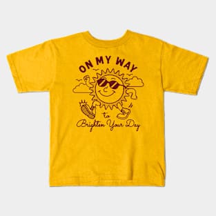 Vintage Sunshine Shirt On My Way To Brighten Your Day Funny Shirts Cute Graphic Shirts for Women Men Kids Cool Shirt Original Positive Karma Kids T-Shirt